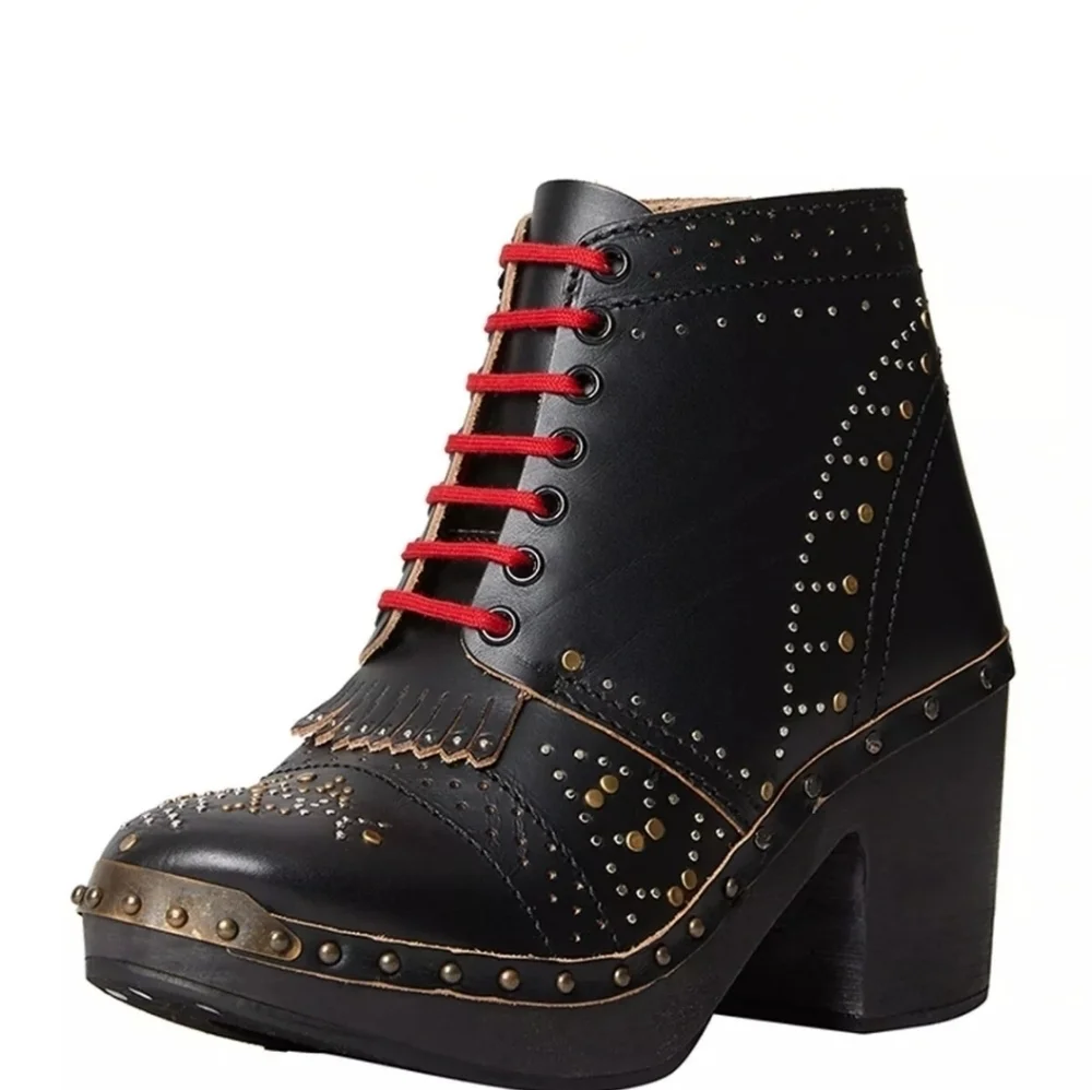 NEW Burberry Italy Riveted Studded Leather Heeled Clog Ankle Boots $1295 Size 40 - Picture 3 of 12